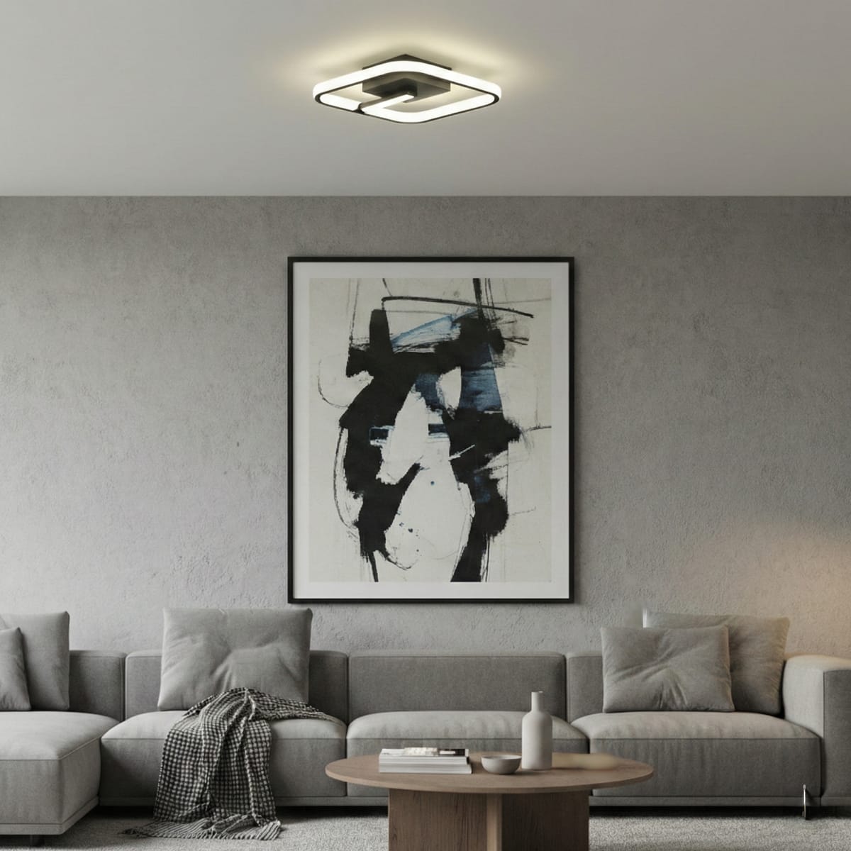 Lustra LED tavan VENUS Square neagra 36W, echivalent 150W, lustra patrata design modern