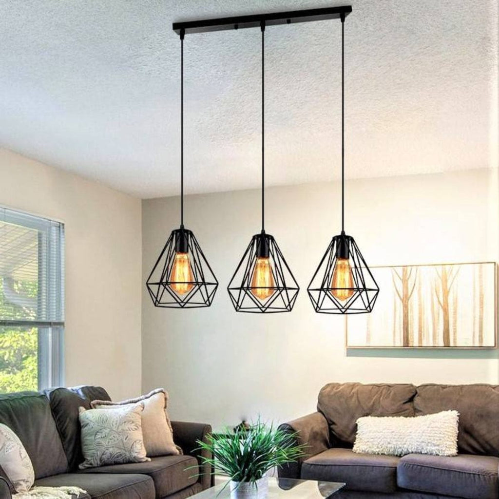 Lustra suspendata liniara, design vintage industrial
