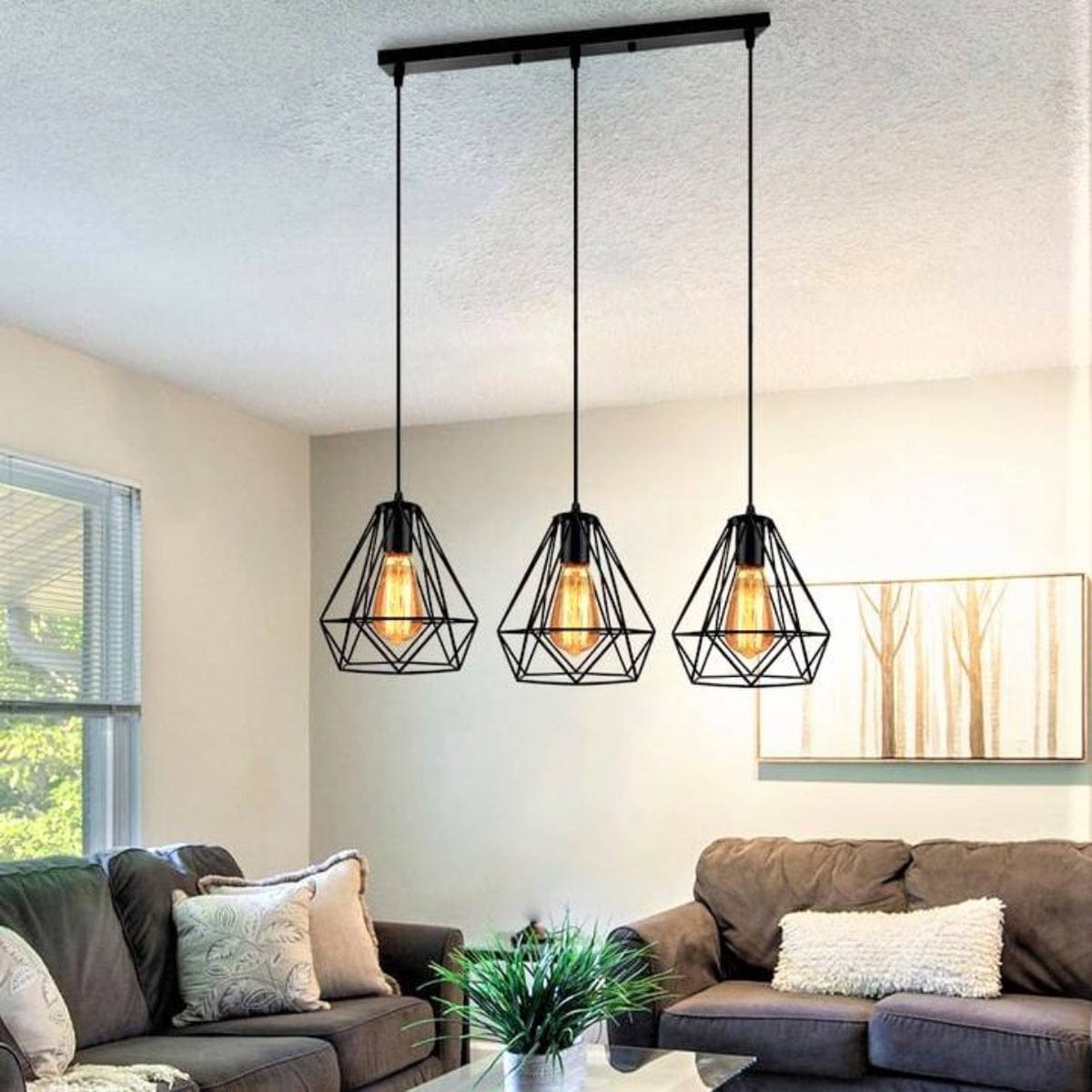 Lustra suspendata liniara, design vintage industrial