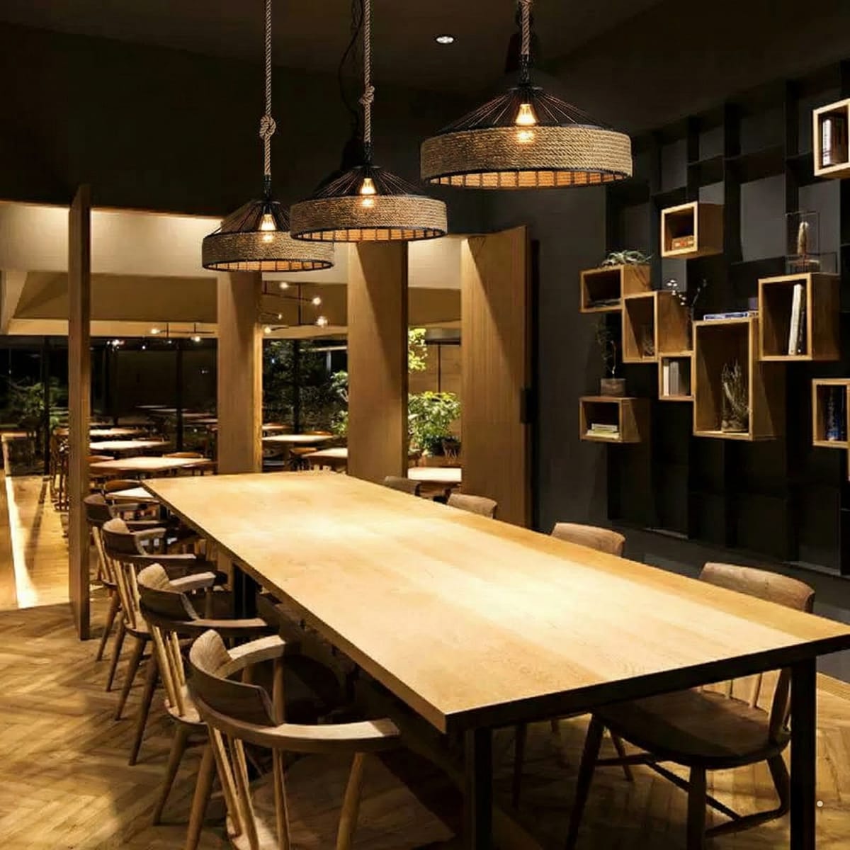 Lustra vintage cu franghie, soclu E27, suspendata, retro pentru living, dining, bar