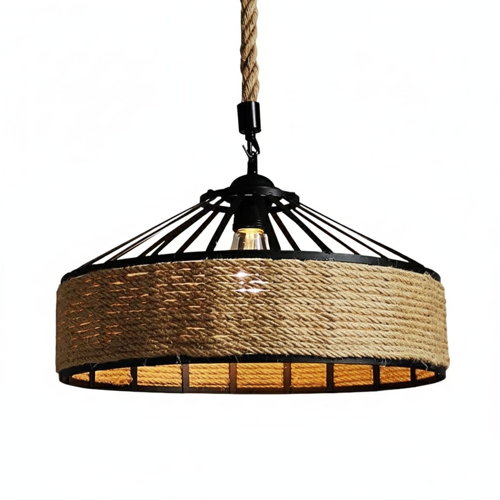Lustra vintage cu franghie, soclu E27, suspendata, retro pentru living, dining, bar
