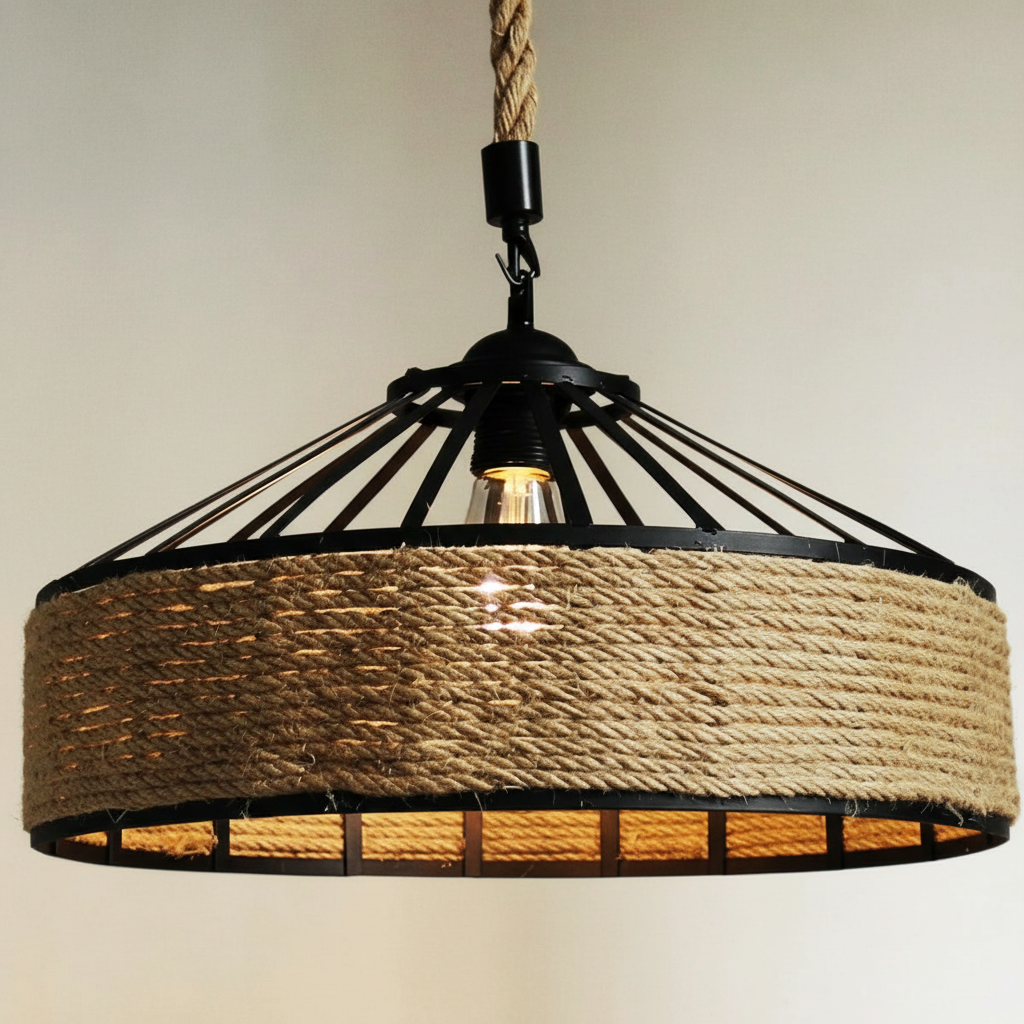 Lustra vintage cu franghie, soclu E27, suspendata, retro pentru living, dining, bar