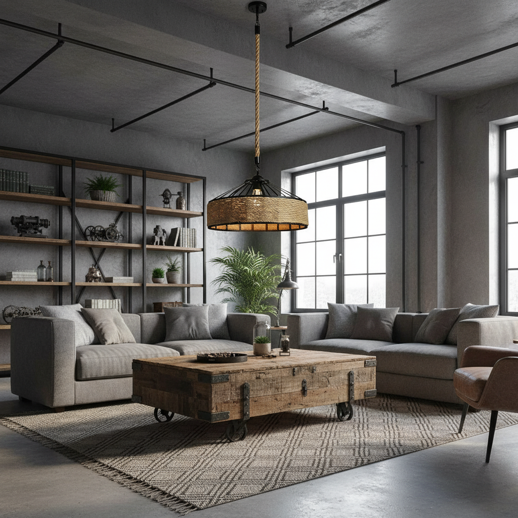 Lustra vintage cu franghie, soclu E27, suspendata, retro pentru living, dining, bar