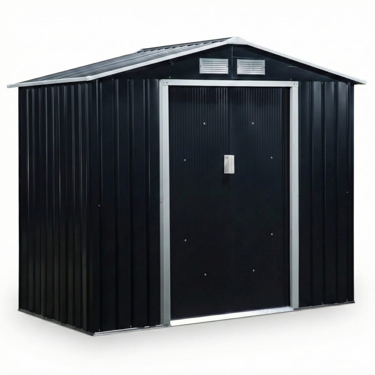 Magazie de Grădină din Oțel Galvanizat cu Uși Glisante, 213x130 cm, Ventilată