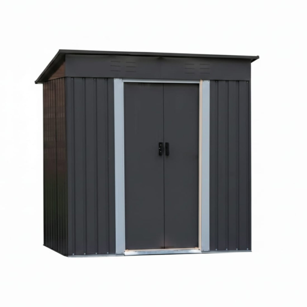 Magazie de Grădină din Oțel Galvanizat, Uși Duble, Ventilație,  220 x 120 x 179.7cm, Gri Antracit