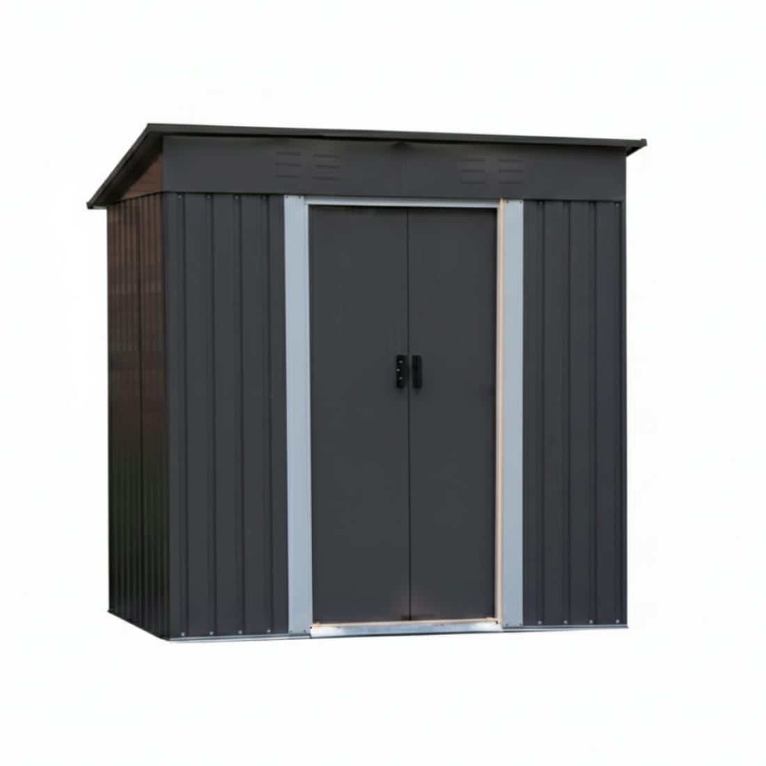 Magazie de Grădină din Oțel Galvanizat, Uși Duble, Ventilație,  220 x 120 x 179.7cm, Gri Antracit