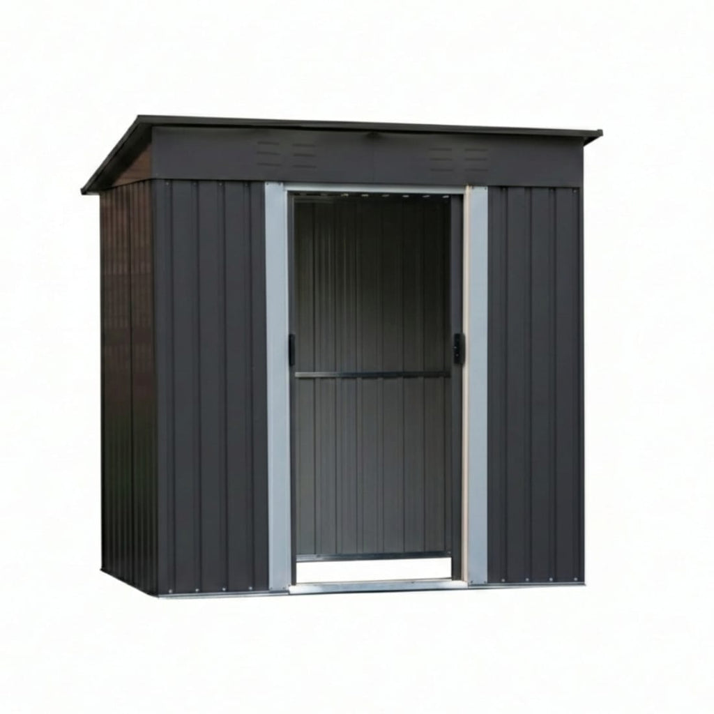 Magazie de Grădină din Oțel Galvanizat, Uși Duble, Ventilație,  220 x 120 x 179.7cm, Gri Antracit