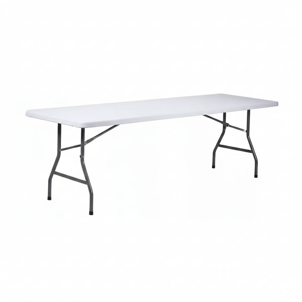 Masa pliabilă multifuncțională VERDA, 6-8 persoane, din oțel și HDPE, 180x72x75cm, albă