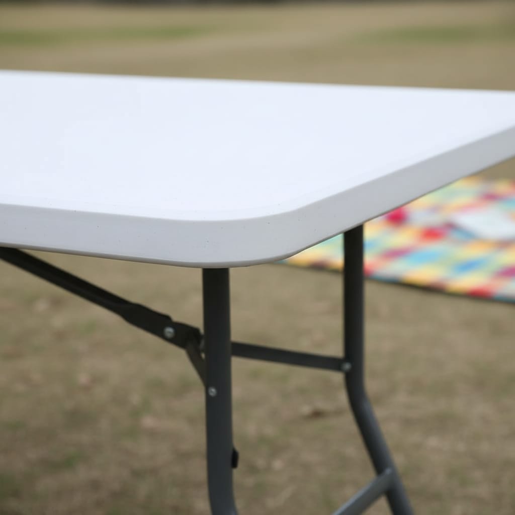 Masa pliabilă multifuncțională VERDA, 6-8 persoane, din oțel și HDPE, 180x72x75cm, albă