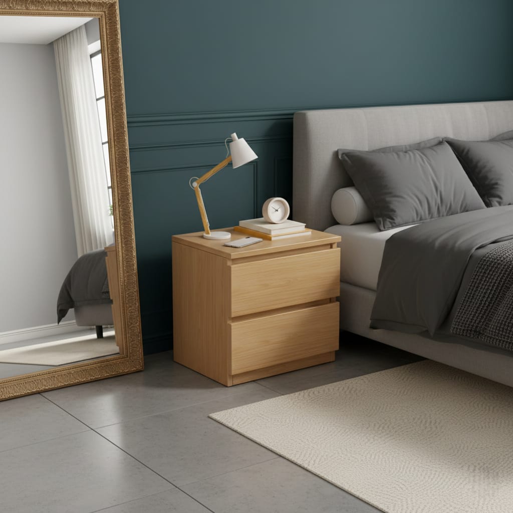 Noptiera Moderna cu 2 Sertare, Design Minimalist, 40x30x41 cm
