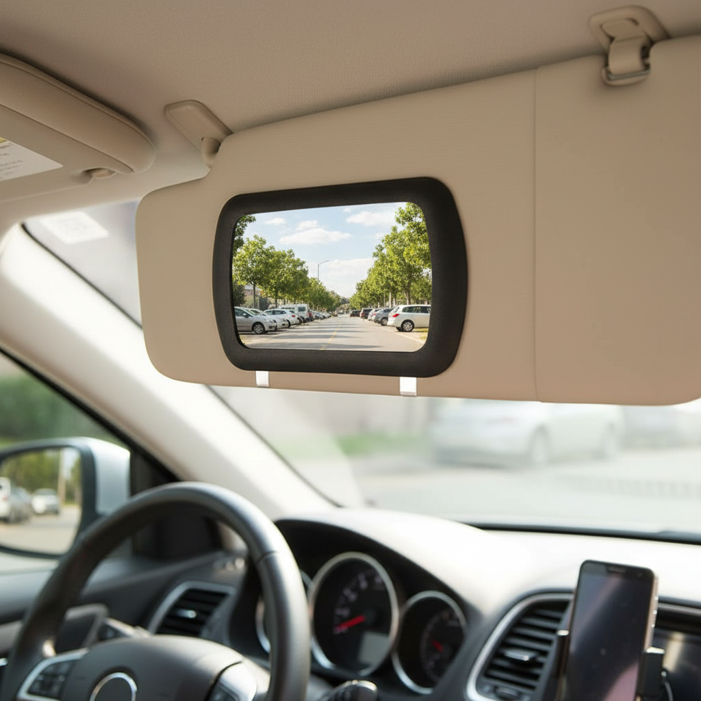 Oglindă machiaj auto adezivă pentru parasolar, format mare, vizualizare clară