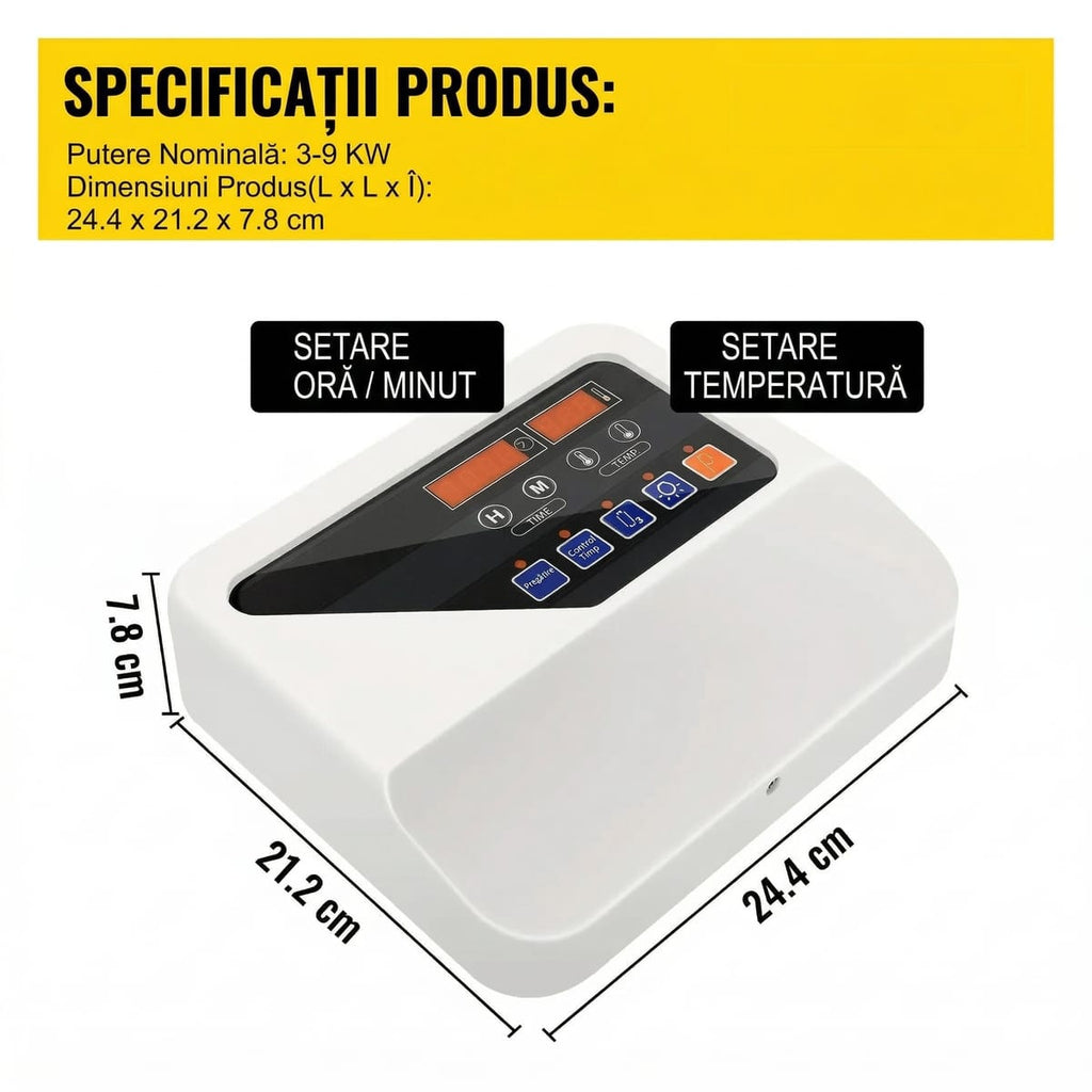 Panou de Control Extern pentru Incalzitor Sauna 3kW-9kW – Digital, 40-105°C