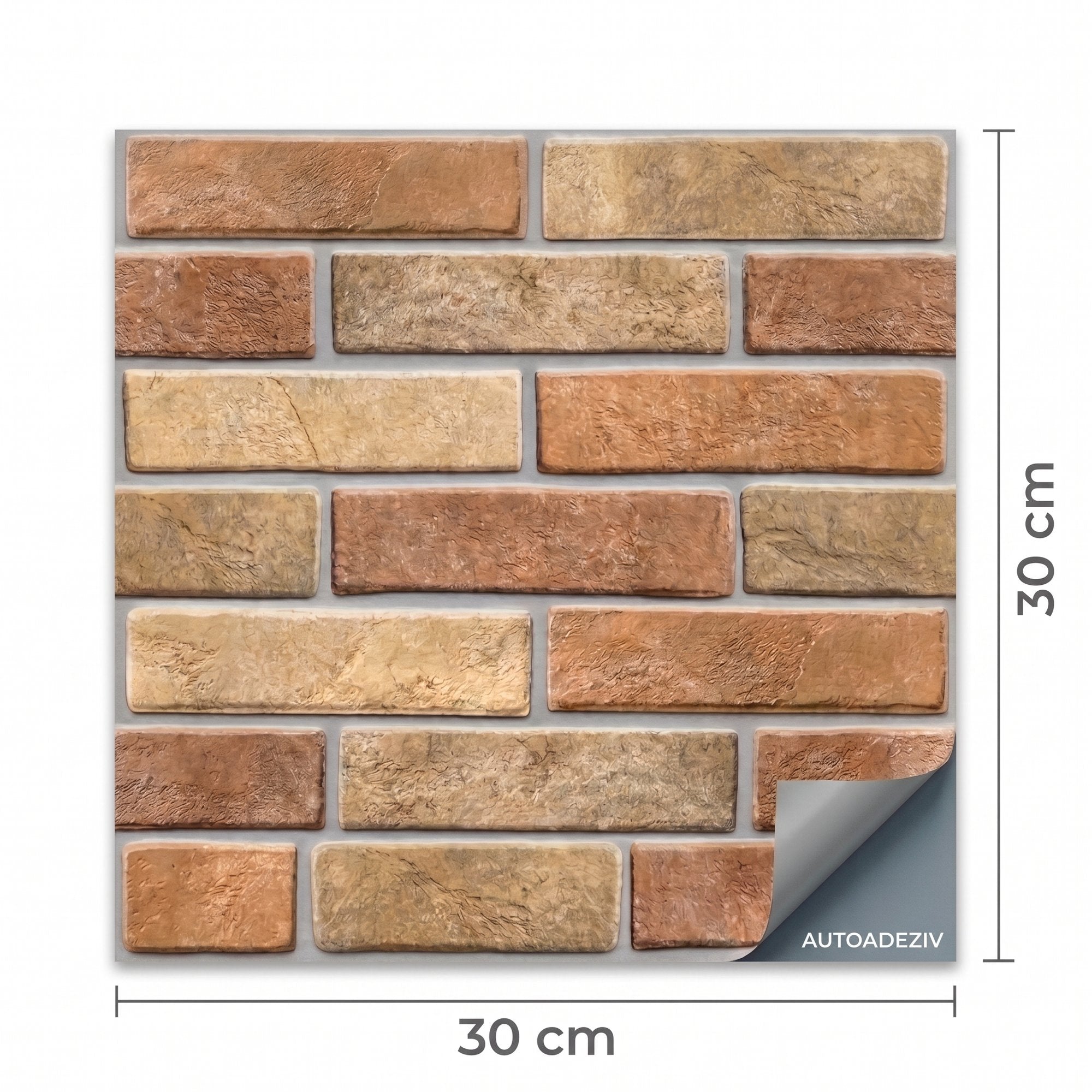 Panouri Decorative 3D Autoadezive, Imitatie Caramida, Set 10 buc (30x30 cm)