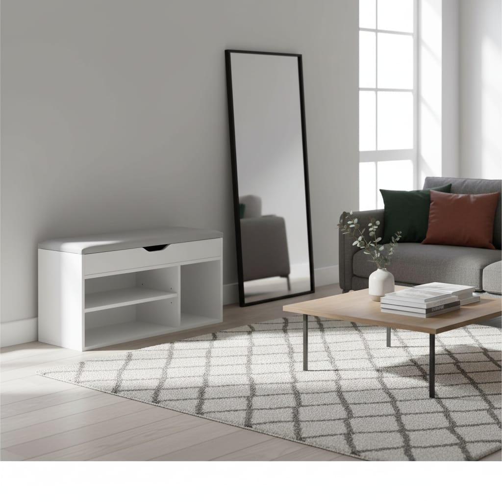 Pantofar Banchetă MDF cu Compartimente Deschise, Design Modern Space Saver