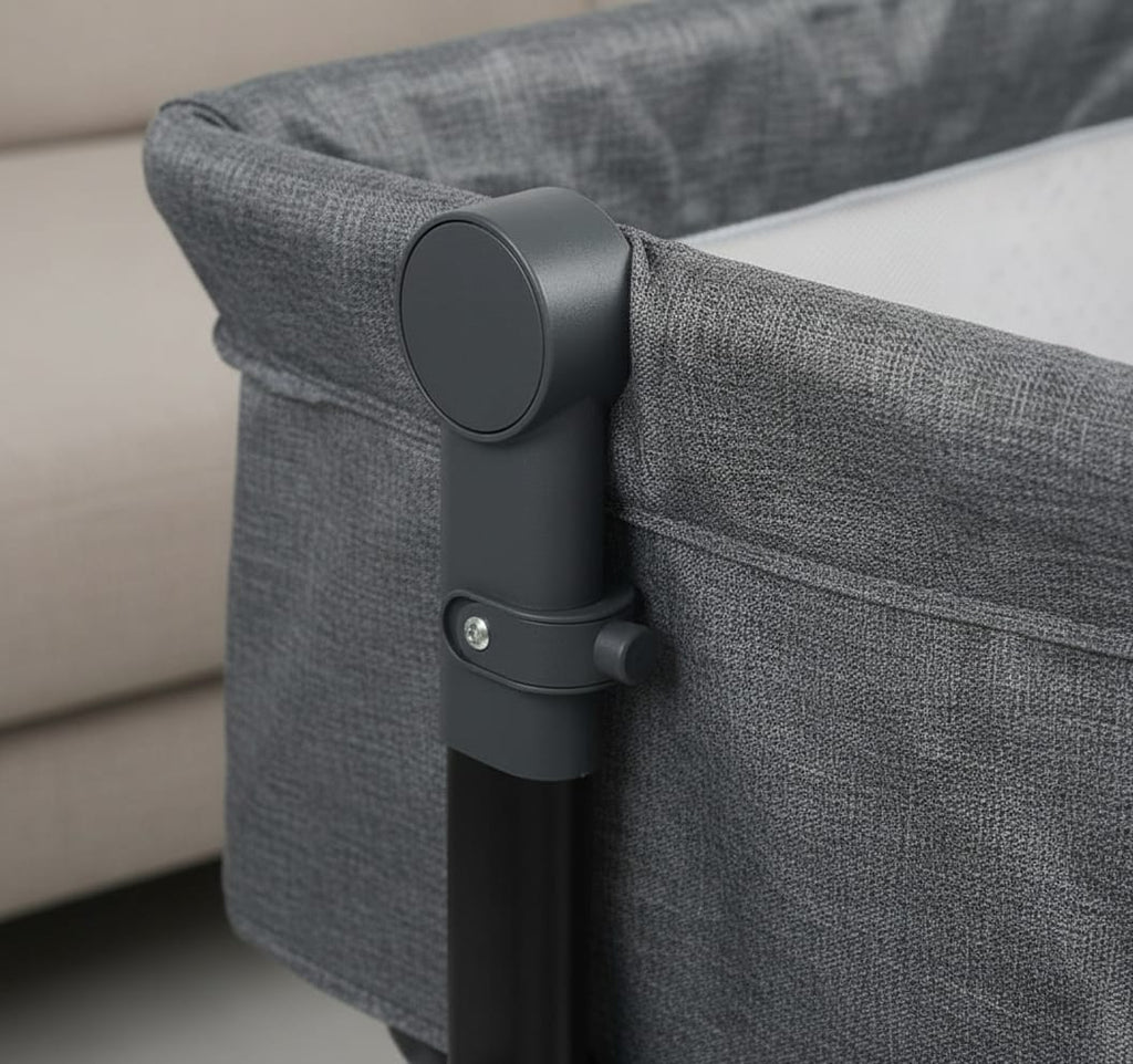 Pătuț Co-Sleeper Reglabil pentru Bebeluşi, Poliester + Metal, cu Roti și Coș