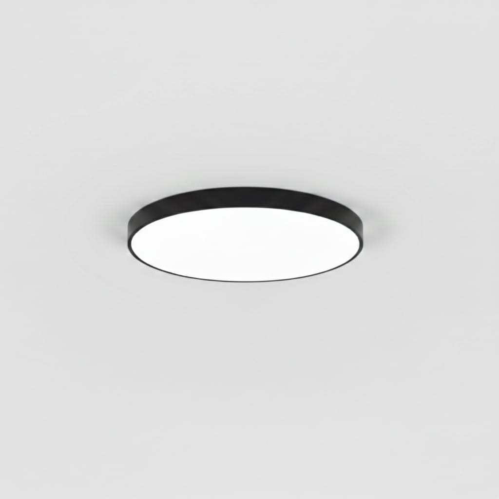 Plafonieră LED Rotundă 50 cm, Ultra Slim, Neagră, IP44 – Echivalent 600W
