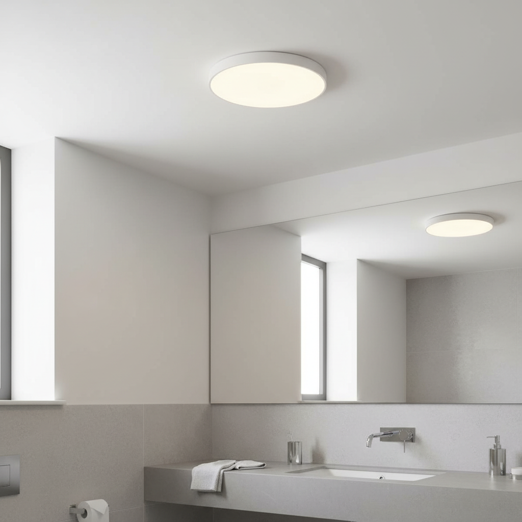 Plafoniera LED rotunda ultra-subtire 30W, alb rece, echivalent 300W, pentru tavan baie si hol