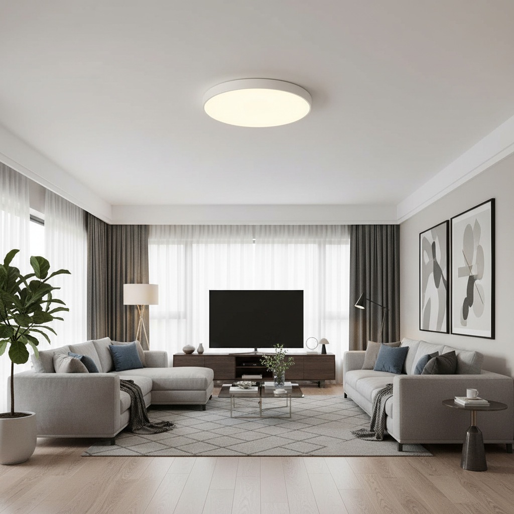 Plafoniera LED rotunda ultra-subtire 30W, alb rece, echivalent 300W, pentru tavan baie si hol