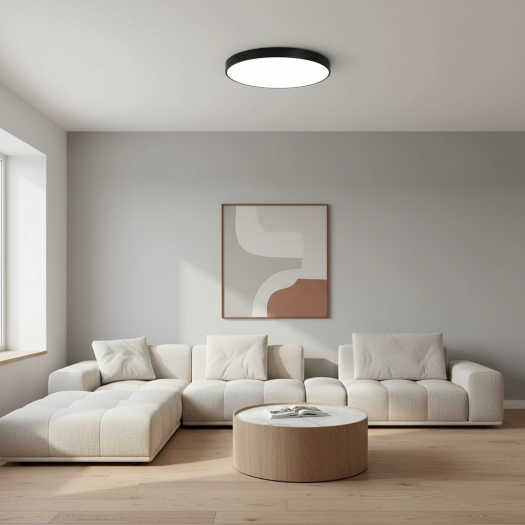 Plafoniera LED Ultra-Slim, 40W, Rotunda, Negru Mat, 400W