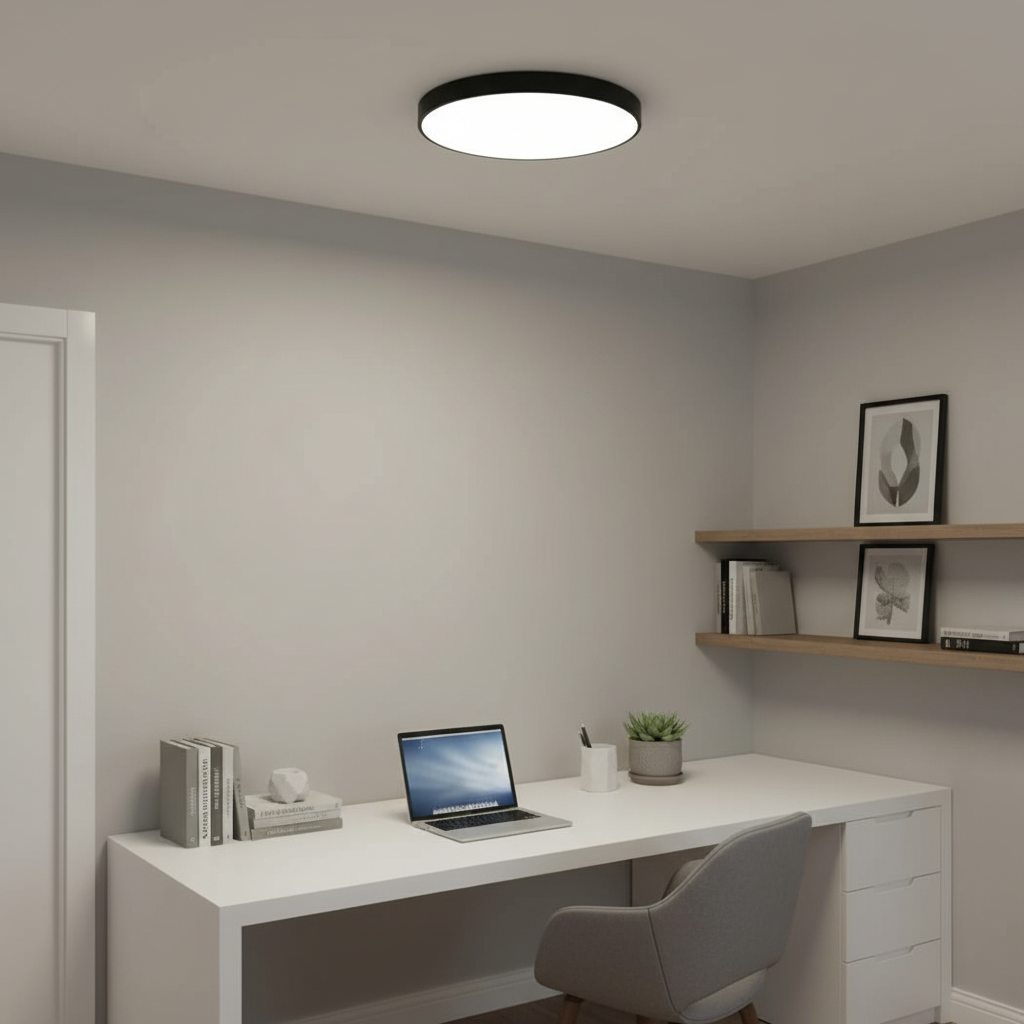 Plafoniera LED Ultra-Slim, 40W, Rotunda, Negru Mat, 400W