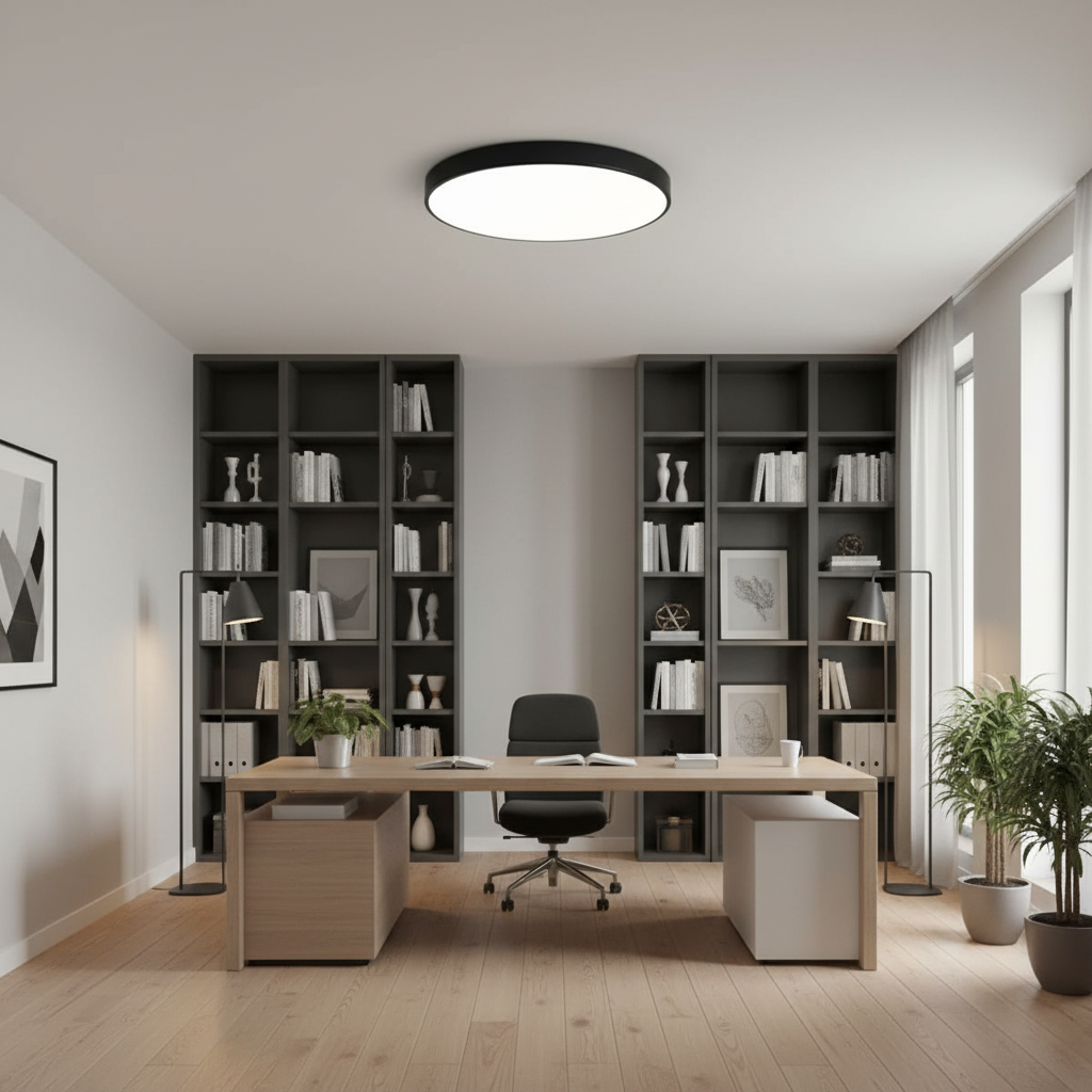 Plafoniera LED Ultra-Slim, 40W, Rotunda, Negru Mat, 400W