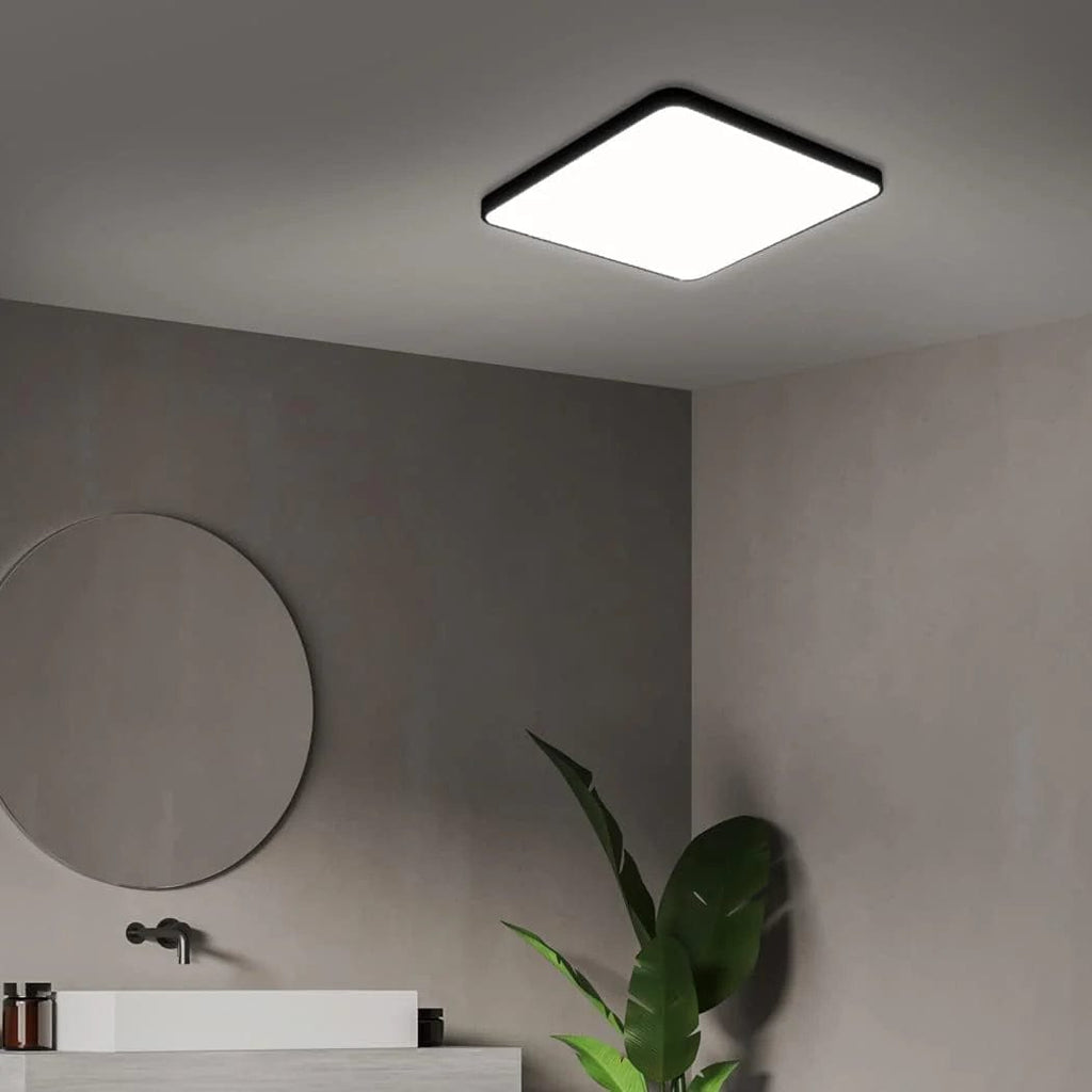 Plafoniera LED Ultra-Slim Patrata, 40W (Echiv. 400W), Negru Mat, Design Modern