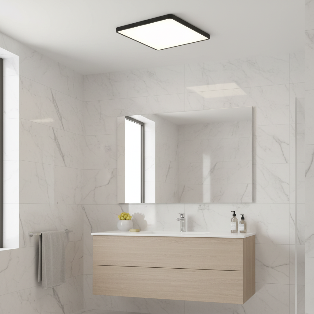 Plafoniera LED Ultra-Slim Patrata, 40W (Echiv. 400W), Negru Mat, Design Modern