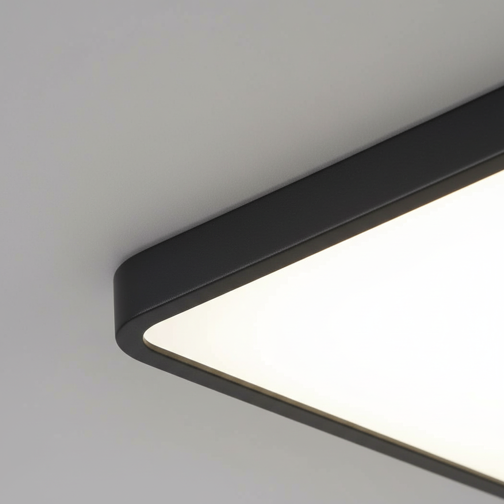 Plafoniera LED Ultra-Slim Patrata, 40W (Echiv. 400W), Negru Mat, Design Modern