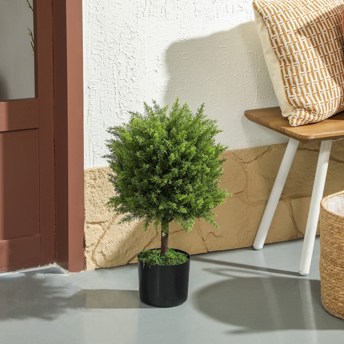 Planta Artificiala Cedru, Rezistenta la Raze UV cu Ghiveci, Ø14,5x55 cm, Verde