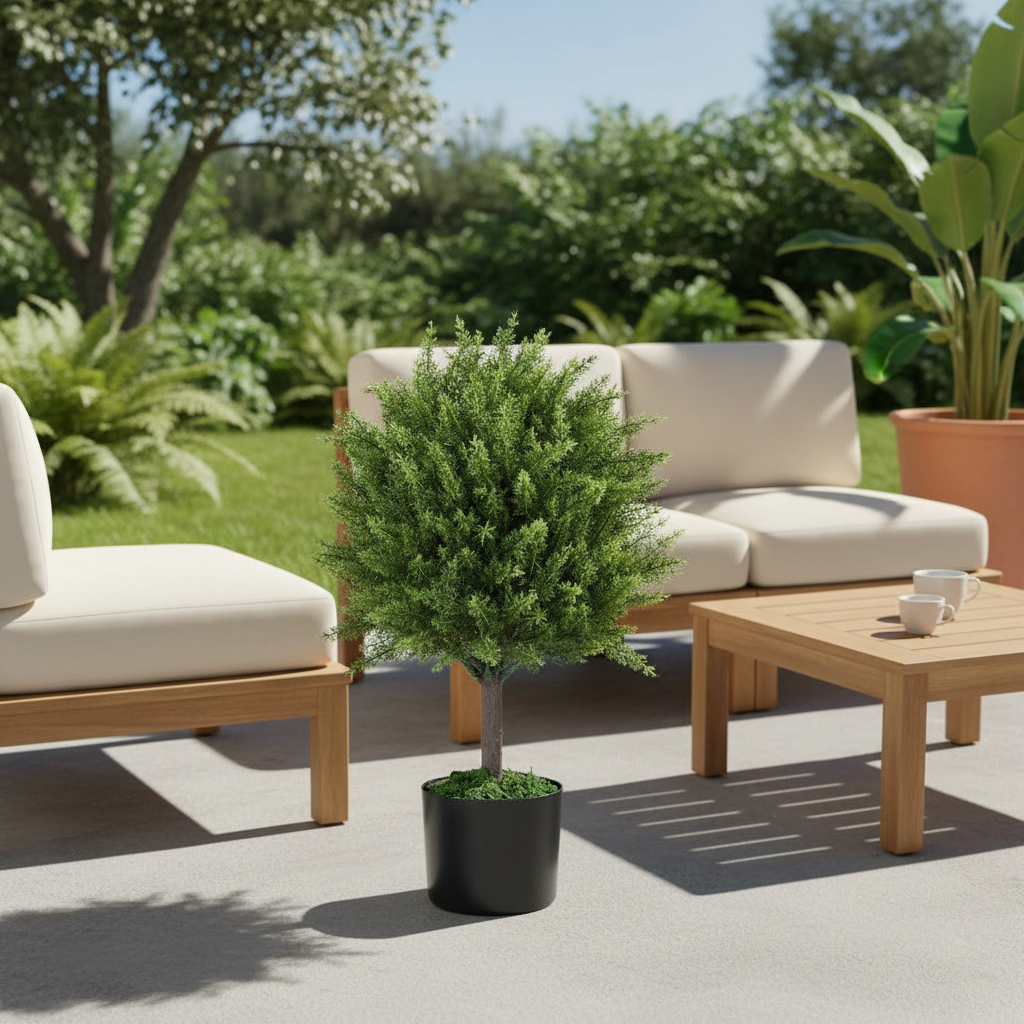 Planta Artificiala Cedru, Rezistenta la Raze UV cu Ghiveci, Ø14,5x55 cm, Verde