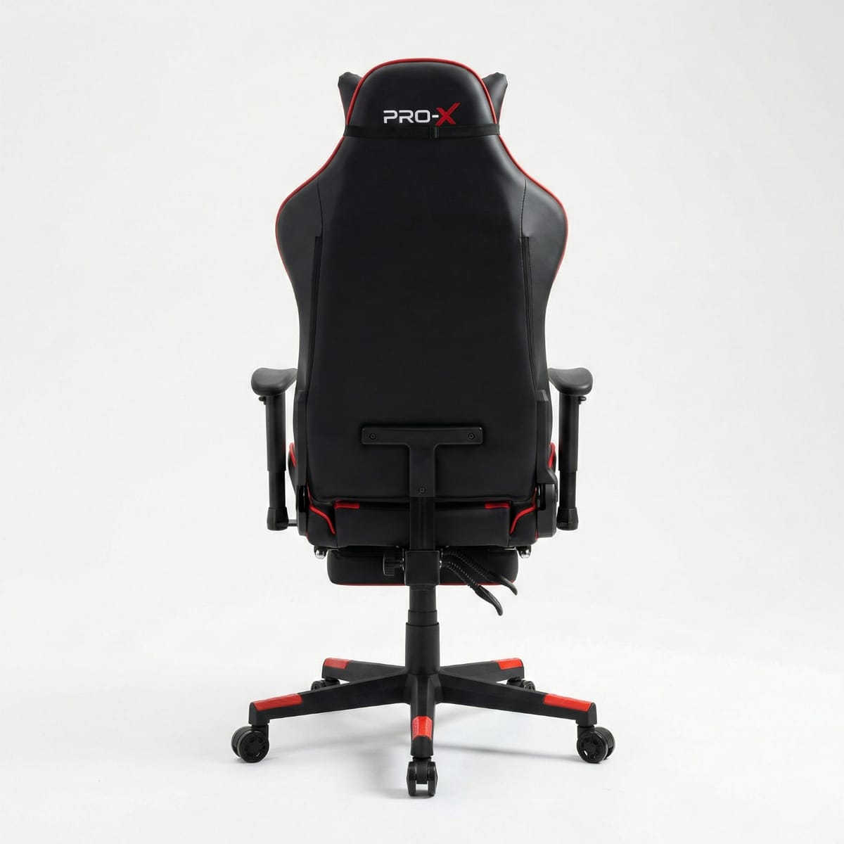 PRO-X COMFORT Scaun Gaming cu Suport pentru Picioare, Negru-Rosu