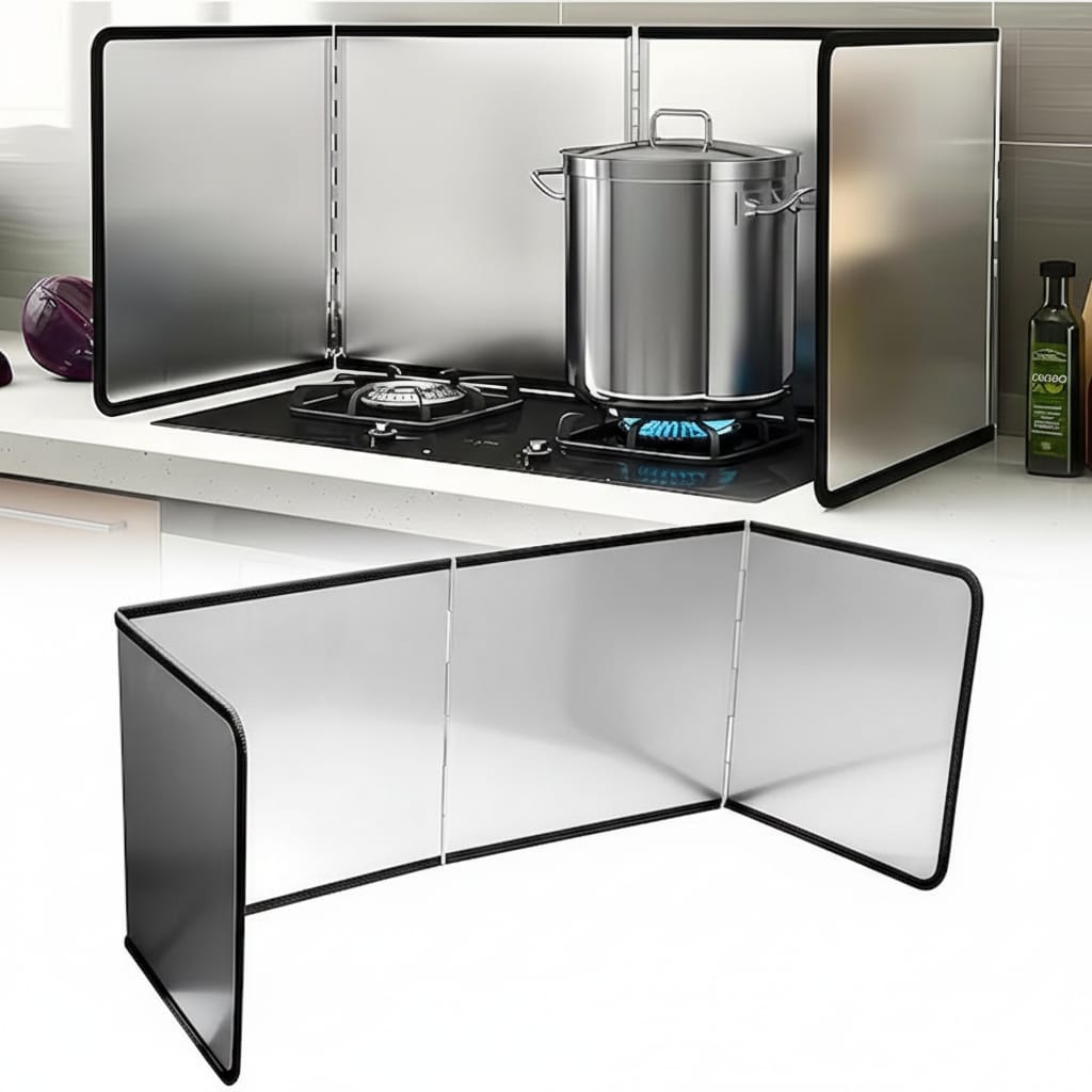 Protecție antistropire aragaz, panou inox argintiu, 133x30 cm