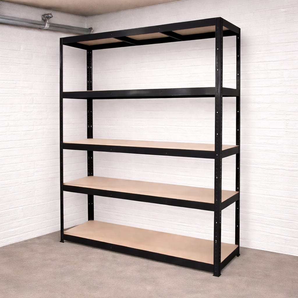 Raft atelier – raft metalic din oțel, 120×40×179 cm, negru