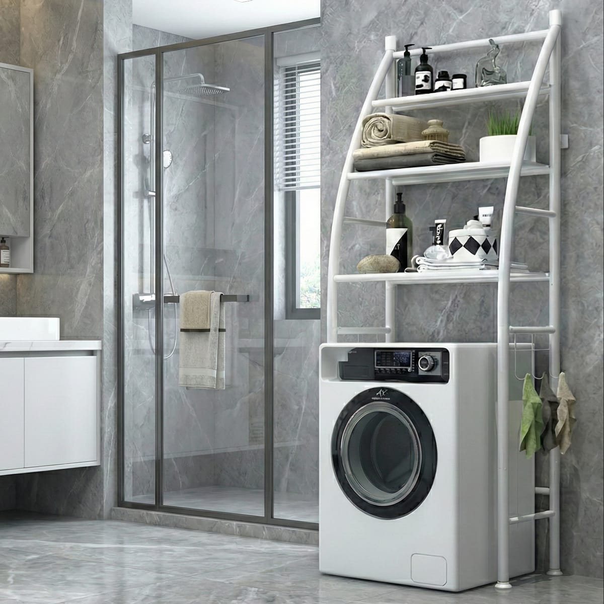 Raft Depozitare Organizator Baie, Toaleta sau Masina de Spalat 160 x 25 x 63 cm
