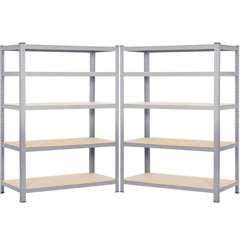 Raft metalic cu 5 polițe MDF, cadru din oțel galvanizat, 150×70×35 cm, 175 kg/poliță
