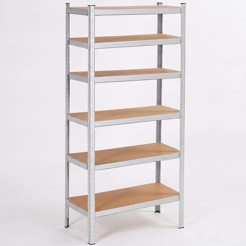 Raft metalic reglabil cu 5 polițe MDF, 180x90x40 cm, 875 kg, reglabil
