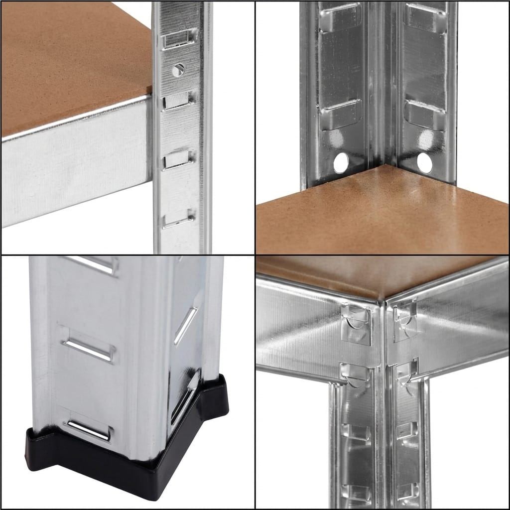 Raft metalic reglabil cu 5 polițe MDF, 180x90x40 cm, 875 kg, reglabil