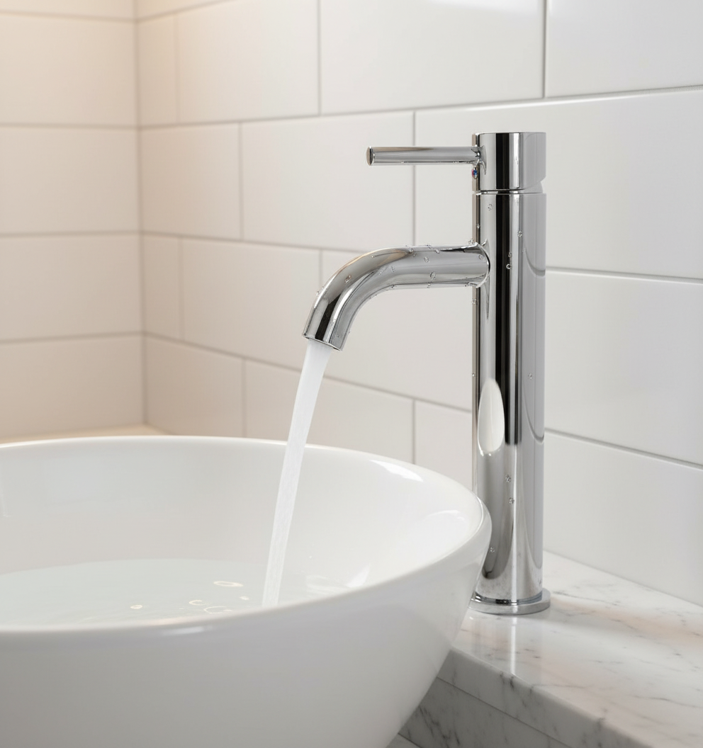 Robinet Lavoar Clasic cu Cap Ceramic, Montaj pe Blat finisaj Argintiu Metalizat