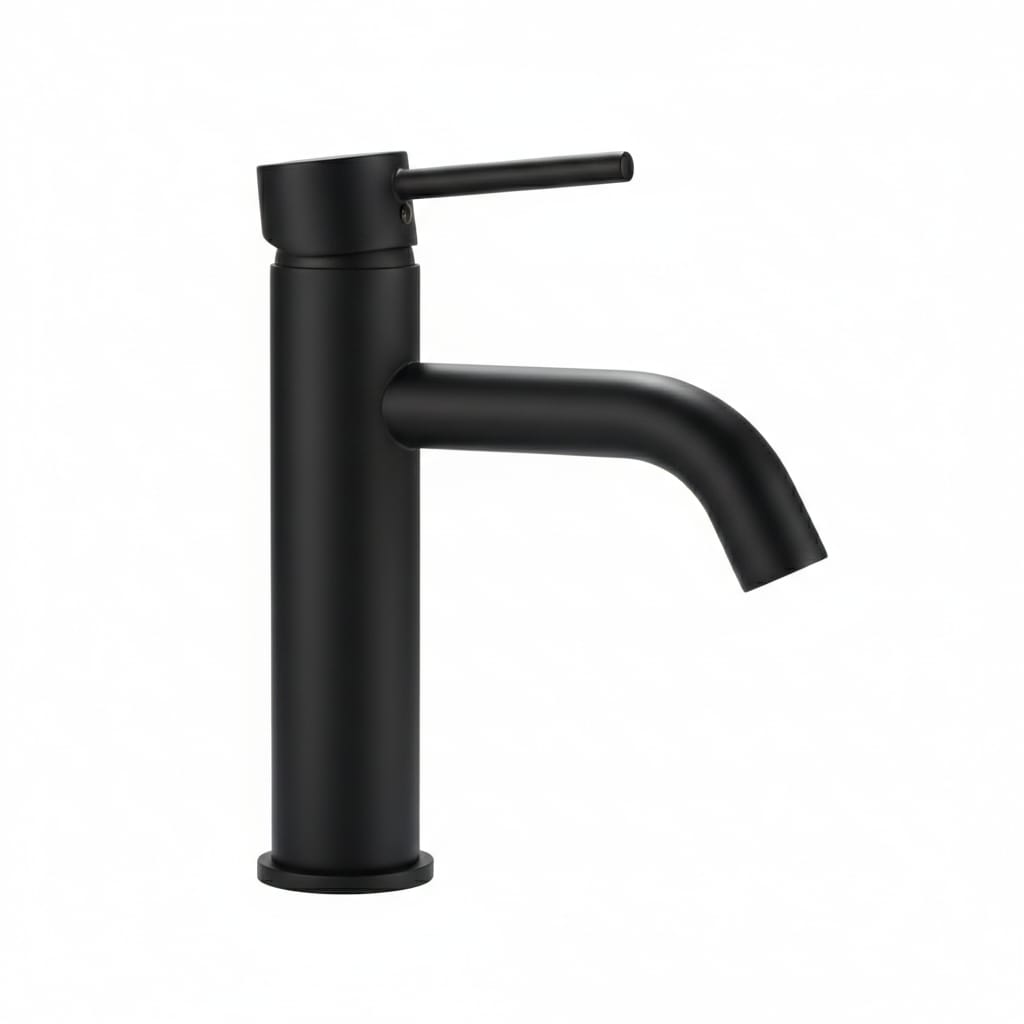 Robinet Lavoar Negru mat black low, montaj pe blat, design modern, înaltime joasa