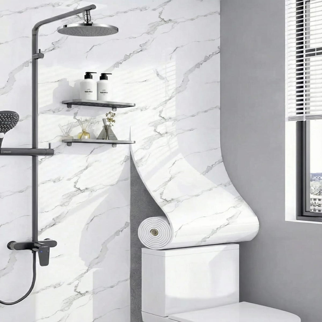 Rola tapet PVC autoadeziv 60x300 cm – marmura alb cu gri