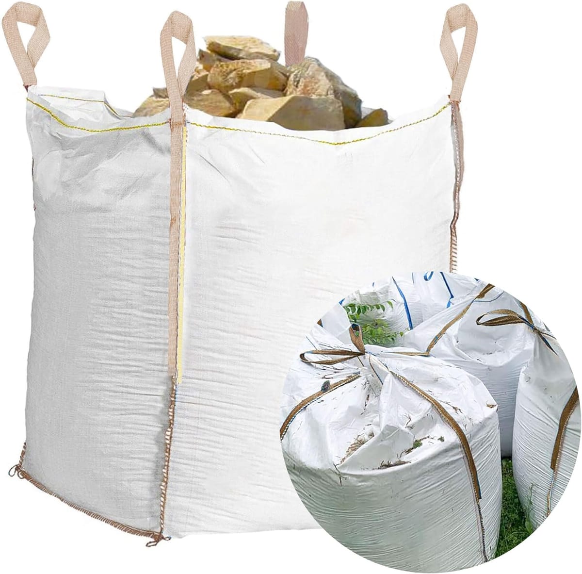 Sac Big Bag pentru Moloz si Deseuri, Capacitate 500 kg, 75x75x75 cm