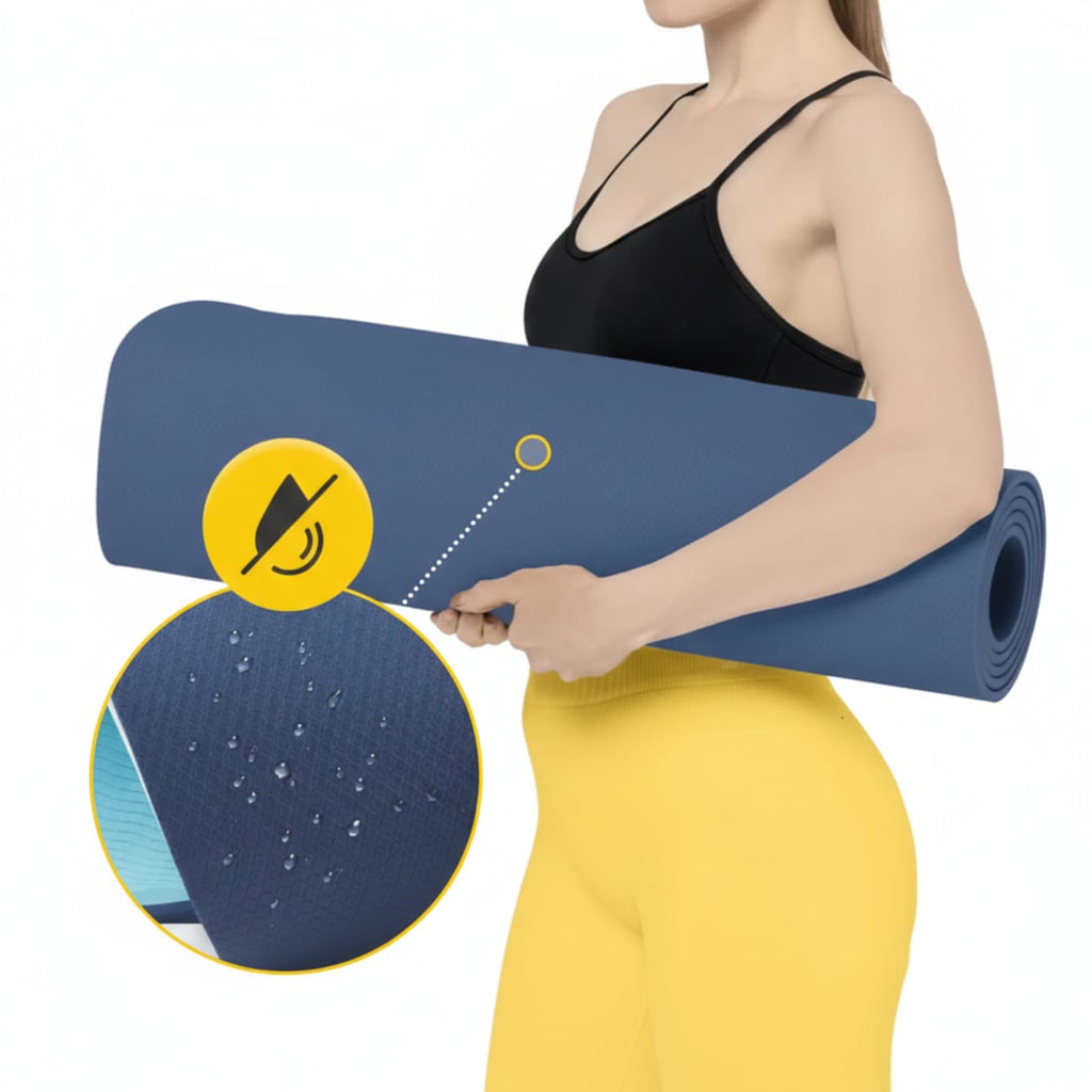 Saltea fitness TPE anti-alunecare, Albastru