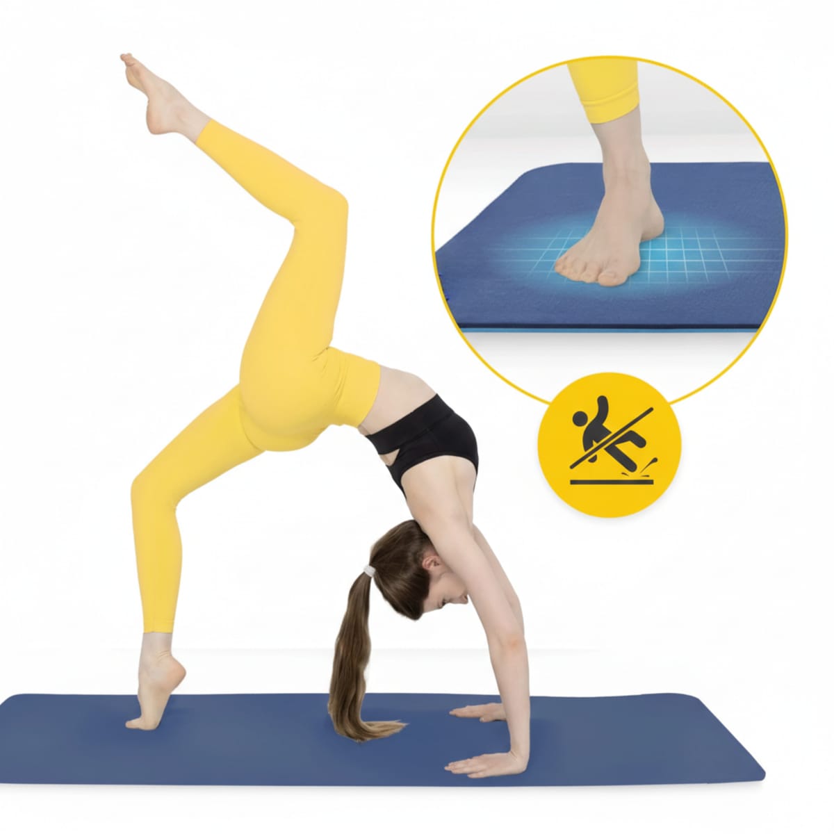 Saltea fitness TPE anti-alunecare, Albastru