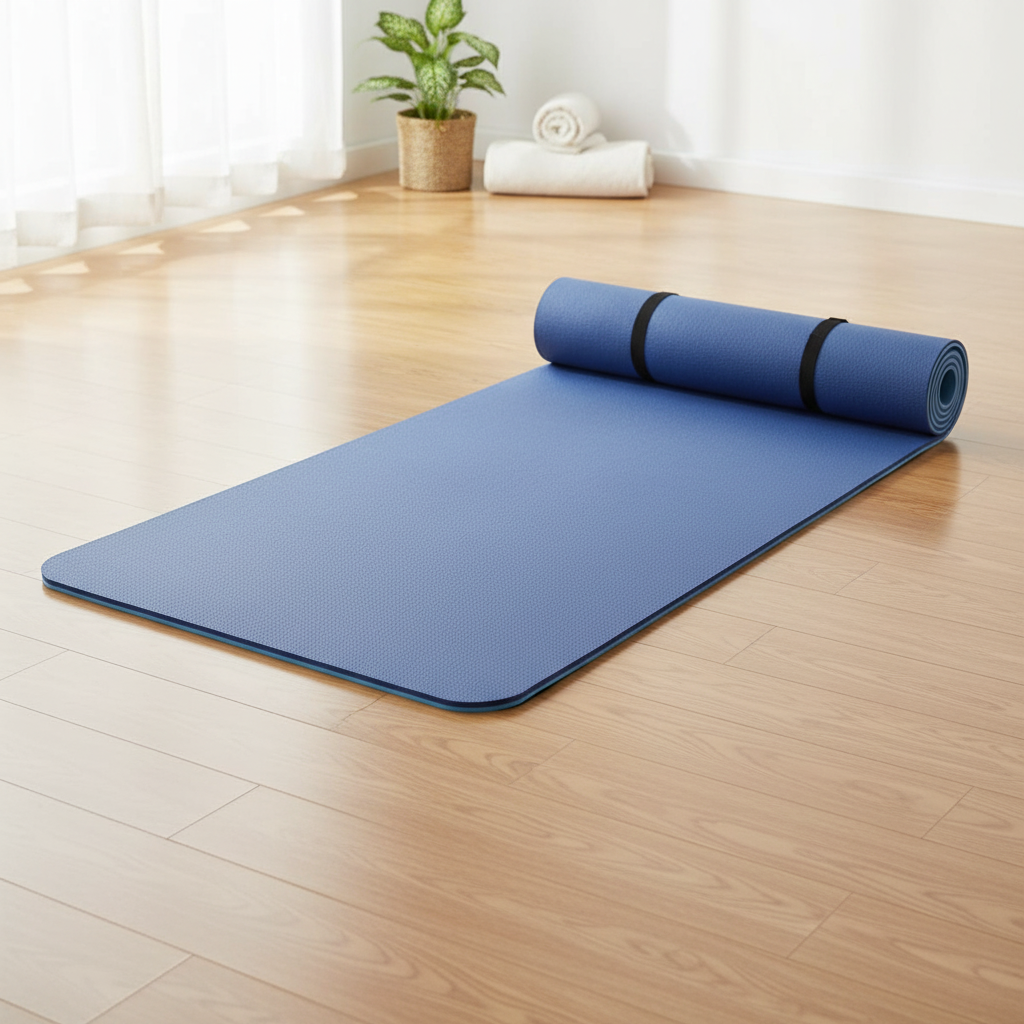 Saltea fitness TPE anti-alunecare, Albastru