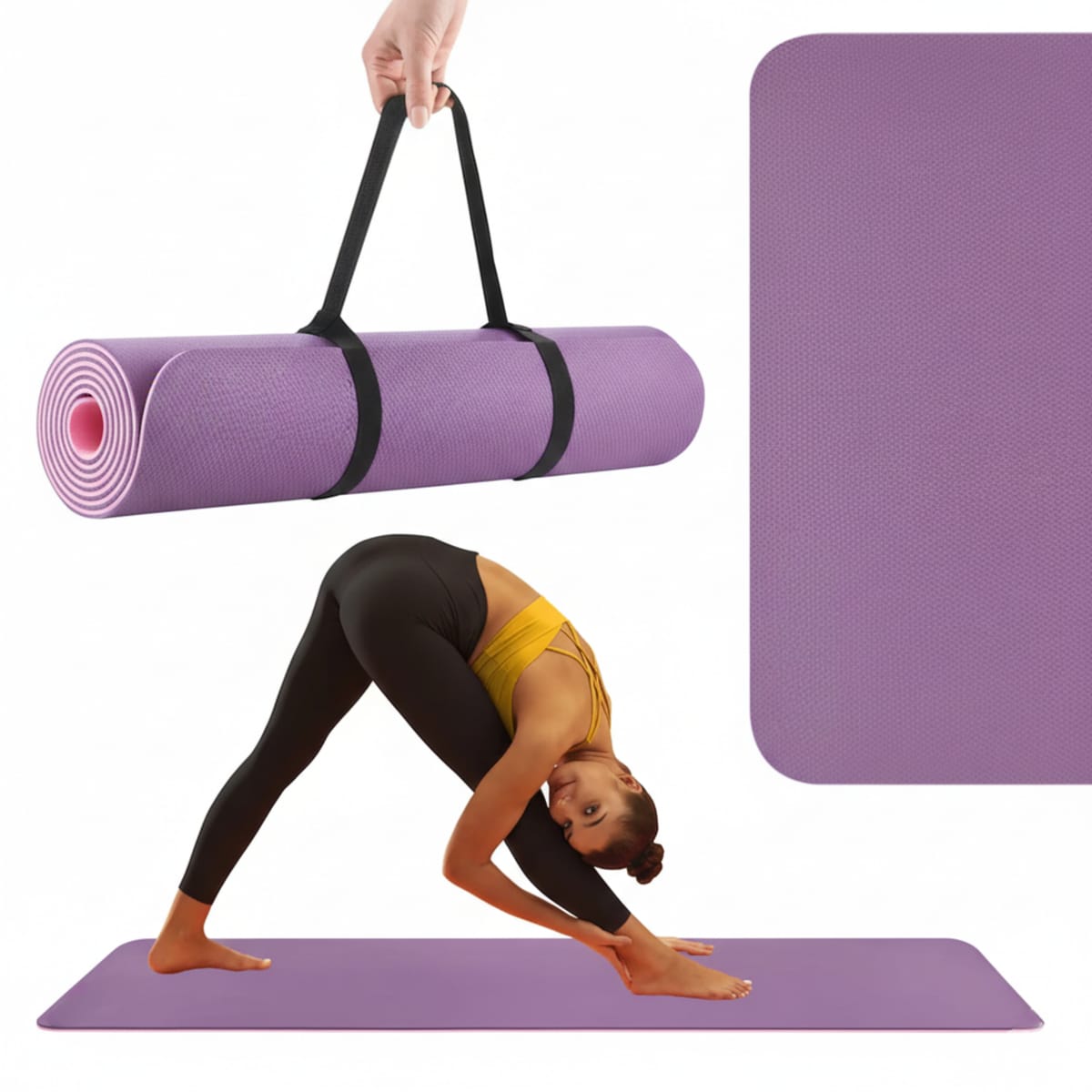 Saltea de exercitii TPE anti-alunecare, Violet