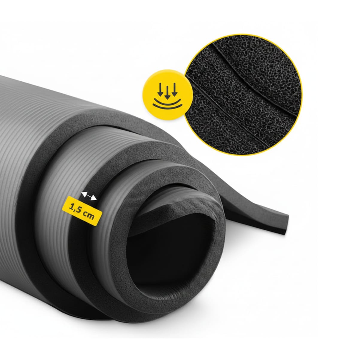 Saltea Fitness NBR 1.5 cm, Antiderapantă, Neagră, Versatilă pentru Exerciții Multiple