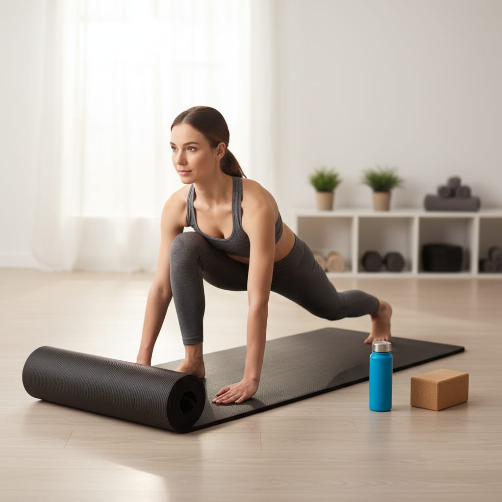 Saltea Fitness NBR 1.5 cm, Antiderapantă, Neagră, Versatilă pentru Exerciții Multiple