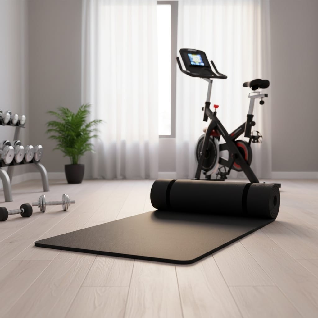 Saltea Fitness NBR 1.5 cm, Antiderapantă, Neagră, Versatilă pentru Exerciții Multiple