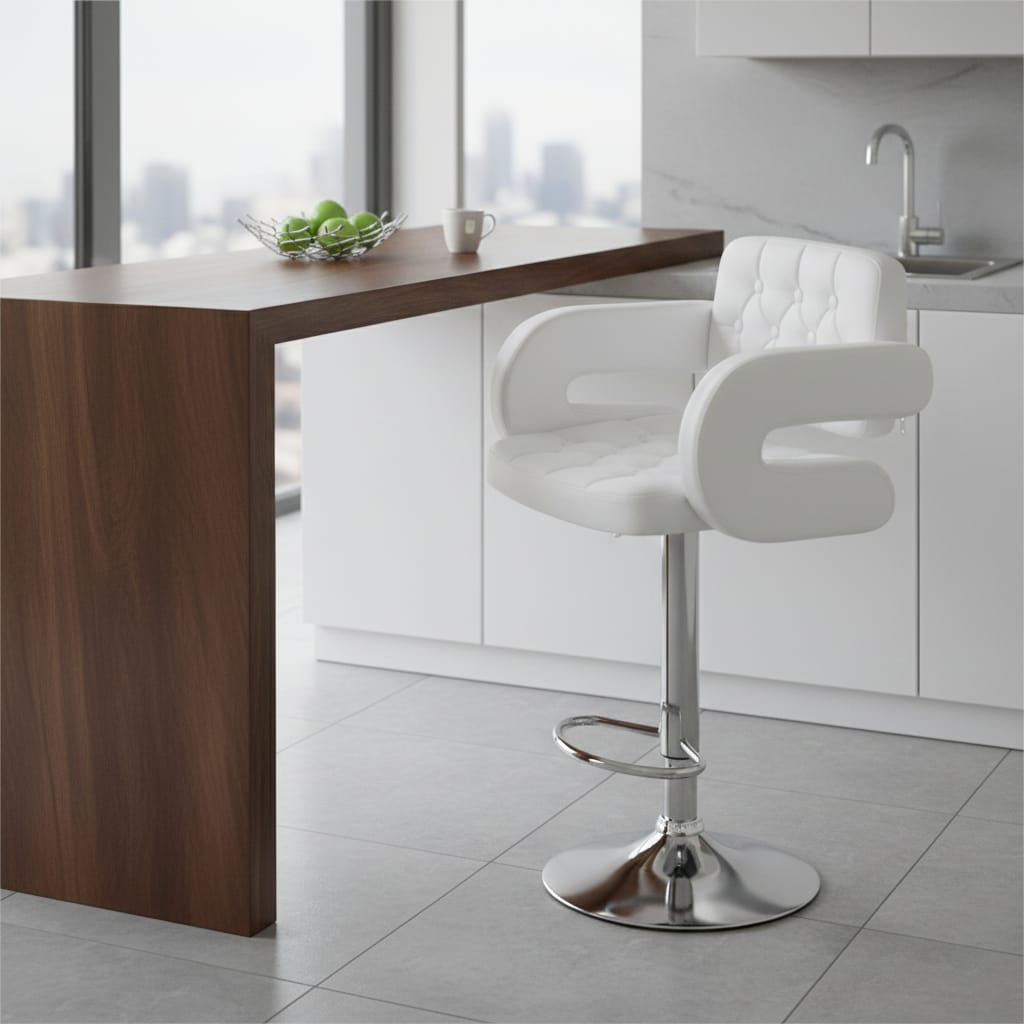 Scaun de bar reglabil ergonomic cu spatar si brate, rotativ 360° – confort premium