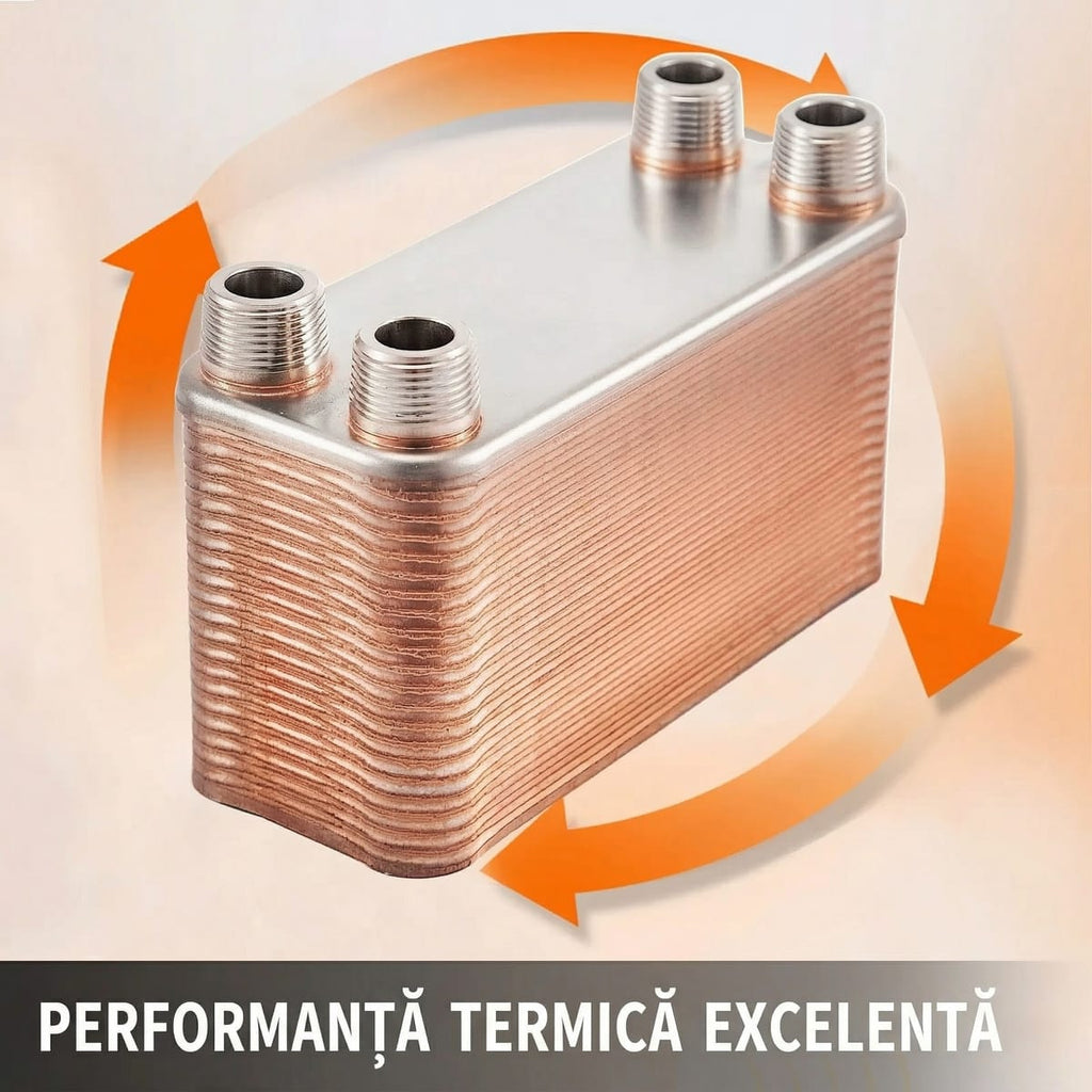 Schimbator de Caldura Placi Inox 316L, 40 Placi, Conexiuni 3/4” MNPT, Compact